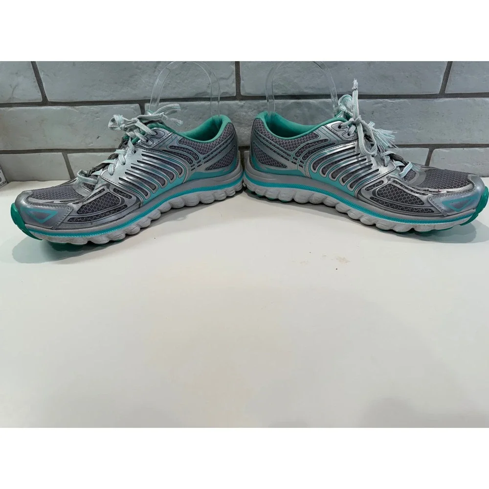 Skechers Ultra Cushioning System Sneakers Womens 9 Grey Silver Teal 12361‎ Y2K